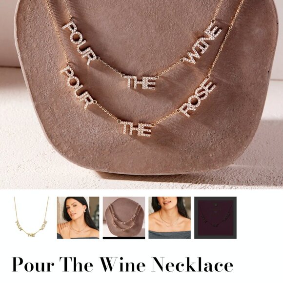 Zaxie Pour the Wine Necklace Cocktail Party New Years Celebrate Wine Lover NWT - Picture 3 of 8
